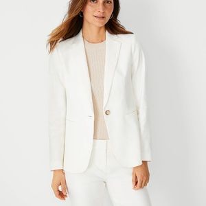 The One Button Blazer In Linen Herringbone (NWT)
